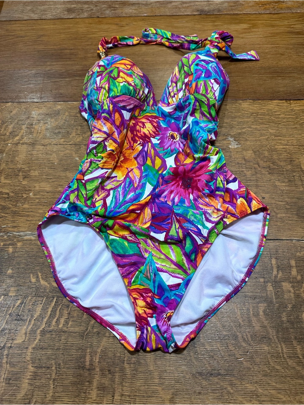 Ralph Lauren Polynesian Floral One-Piece Swimsuit sz 12